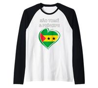 Bandera de corazón de Santo Tomé y Príncipe Camiseta Manga Raglan