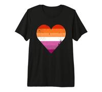 Bandera de corazón del Orgullo lésbico Camiseta Premium