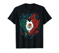 Bandera de corazón mexicano México Art Brown Pride Chinano No Migra Camiseta