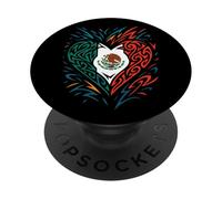 Bandera de corazón mexicano México Art Brown Pride Chinano No Migra PopSockets PopGrip Adhesivo