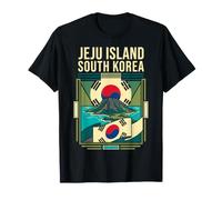 Bandera de Corea del Sur de Jeju Island Hallasan Vintage Art Camiseta