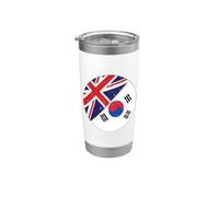 Bandera de Corea del Sur del Reino Unido Amor británico Corea del Vaso térmico de acero inoxidable de doble pared