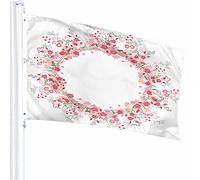 Bandera de corona decorativa de 3 x 5 pies con diseño de hoja floral, anillo botánico, flor, lindo brote, planta, hermoso patrón impreso de poliéster, decoración al aire libre para hogares y jardine