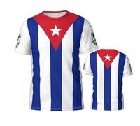 Bandera De Cuba Cubana Hombre Camisetas Básicas Casual tee Manga Corta Camiseta para Deporte Gimnasio Correr M