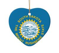 Bandera de Dakota del Sur, estrella de cerámica, decoración navideña para un tema tradicional o vintage de decoración navideña