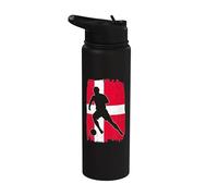 Bandera de Dinamarca Silueta Dinamarca Orgullo Deportes Stainless Steel Insulated Water Bottle