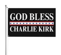 Bandera de doble cara de 3x5 pies con la frase "Dios bendiga a Charlie Kirk" (Dios bendiga a Charlie Kirk) para jardín o patio, con 2 ojales. Tapiz.