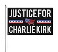 Bandera de doble cara de 3x5 pies "Justicia para Charlie Kirk" - Letrero de jardín con 2 ojales - Tapiz