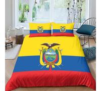 Bandera de Ecuador Juego De Ropa De Cama 3D con Impresión De Bandera Nacional,para Niños Y Adultos, 3 Piezas, Funda Nórdica De Microfibra con Cremallera Y Fundas De Almohada Double（200x200cm）