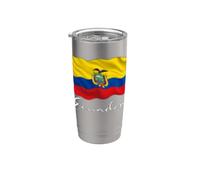Bandera de Ecuador Patriótica Hombres Mujeres Niños Ecuatoriano Vaso térmico de acero inoxidable de doble pared