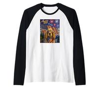 Bandera de EE. UU., diseño de Perro Cocker Spaniel, diseño artístico sobre América 250, del 4 de Julio Camiseta Manga Raglan