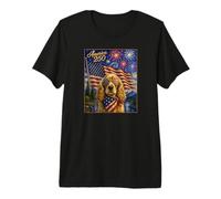 Bandera de EE. UU., diseño de Perro Cocker Spaniel, diseño artístico sobre América 250, del 4 de Julio Camiseta Premium