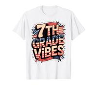 Bandera de EE. UU., My Teacher Squad, roja y Blanca, Vibes, First Day Camiseta gráfica económica, Hombre, Blanco, XL