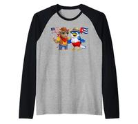 Bandera de EE. UU. y Cuba Orgullosas Cubano-Americanas Camiseta Manga Raglan