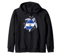 Bandera de El Salvador Peces Tortuga Marina Burbujas Sudadera con Capucha