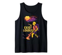 Bandera de Enby retro Non-Binary Pride Exist Loudly LGBTQ+ Unisex Camiseta sin Mangas