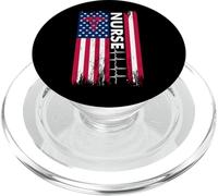 Bandera de Enfermera Heartbeat Line USA American Heroes Enfermeras PopSockets PopGrip para MagSafe