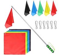 Bandera de entrenamiento de caballos, equipo de entrenamiento de caballos, bandera de 17 piezas de 17x17 pulgadas con asta y hebillas telescópicas de 47 pulgadas, guía turístico portátil con no desli