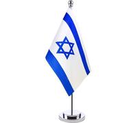 Bandera De Escritorio De Israel Pequeña Bandera De Mesa De Mini Israel con Base De Escritorio En Miniatura De Metal Israel para Decoración De Oficina En Hogar