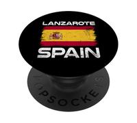 Bandera de España de Lanzarote Diseño Bandera de España Orgullosa PopSockets PopGrip Adhesivo