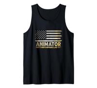 Bandera de Estados Unidos Animador Animación Dibujar Boceto Animar Cuentacuentos Camiseta sin Mangas