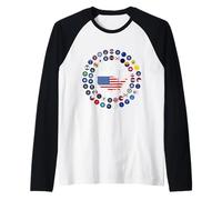 Bandera de Estados Unidos, banderas de todos los estados de los Estados Unidos. Camiseta Manga Raglan