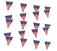 Bandera de Estados Unidos Banderines Estadounidenses de 10 m/ 33 Pies Bandera de EE.UU. Nacional Decoraciones de Día de Independencia Bandera Patriótica Americana de Cuerda con 20 Banderas