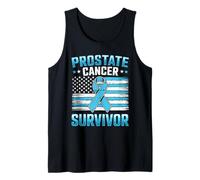 Bandera de Estados Unidos con Cinta Azul Claro para sobreviviente de cáncer de próstata Camiseta sin Mangas