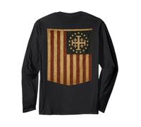 Bandera de Estados Unidos con Cruz de Jerusalén - Deus Vult Manga Larga