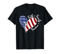 Bandera de Estados Unidos con cruz de Jesús en forma de corazón The Lord Is My Rock Camiseta