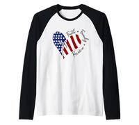 Bandera de Estados Unidos con cruz de Jesús en forma de corazón The Lord Is My Rock Camiseta Manga Raglan