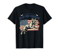Bandera de Estados Unidos con diseño de Bulldog francés Leap for Freedom Camiseta