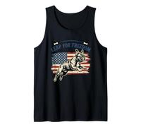 Bandera de Estados Unidos con diseño de Bulldog francés Leap for Freedom Camiseta sin Mangas