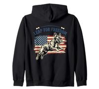 Bandera de Estados Unidos con diseño de Bulldog francés Leap for Freedom Sudadera con Capucha