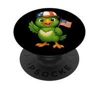 Bandera de Estados Unidos con loro verde del 4 de julio, Día de la Independencia para PopSockets PopGrip Adhesivo