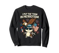 Bandera de Estados Unidos con Texto en inglés I Put The Tism in Patriotism Funny Raccoon Eagle USA Flag Sudadera