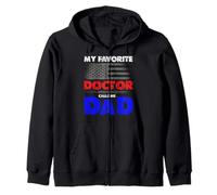 Bandera de Estados Unidos con texto en inglés «My Favorite Doctor Calls Me Dad» Sudadera con Capucha