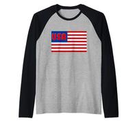 Bandera de Estados Unidos, construcción de Bloques patrióticos de Ladrillos Camiseta Manga Raglan