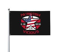 Bandera de Estados Unidos de 3 x 5 con el lema "Patriótico es la virtud" y "Dios bendiga a Estados Unidos". Bandera de Estados Unidos con el lema "Jesucristo ama a Estados Unidos". Sin asta de bandera