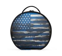 Bandera De Estados Unidos De Línea Delgada Azul Bolsa de Maquillaje Organizador de Circular Cosméticos Bolsas Creatividad con Divisor Ajustable para Mujeres