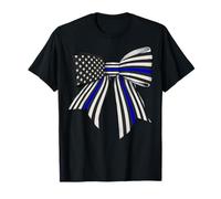 Bandera de Estados Unidos de policía con línea Azul Delgada Camiseta