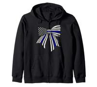 Bandera de Estados Unidos de policía con línea Azul Delgada Sudadera con Capucha