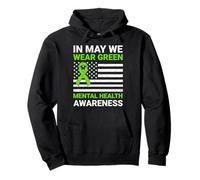 Bandera de Estados Unidos en Mayo llevamos Conciencia Verde sobre la Salud Mental Sudadera con Capucha