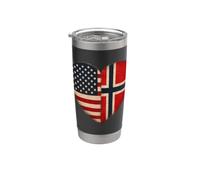 Bandera de Estados Unidos, Noruega, corazón, herencia noruega noruega americana Vaso térmico de acero inoxidable de doble pared