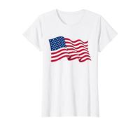 Bandera de Estados Unidos ondeando Bandera Estadounidense Bandera de EE. UU Camiseta gráfica económica, Mujer, Blanco, S