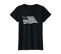 Bandera de Estados Unidos ondeando Bandera Estadounidense Bandera de EE. UU Camiseta gráfica económica, Mujer, Negro, L