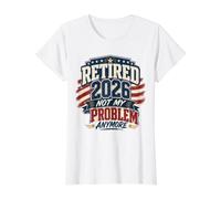 Bandera de Estados Unidos Retirada 2026 Not My Problem Anymore Camiseta gráfica económica, Mujer, Blanco, L