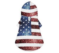 Bandera de Estados Unidos Rojo Azul Destellos Brillos Sudadera con Capucha para Perro Ropa de Lujo para Perros Chaqueta de Invierno para Perros Ropa para Mascotas Sudadera con Capucha Bulldog francés