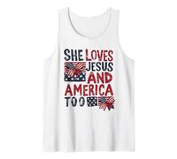 Bandera de Estados Unidos She Loves Jesus And America Too 4 de julio Camiseta sin Mangas