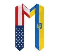 Bandera de Estados Unidos Ucrania Ucranianos 1 Estola de graduación Chal de graduación Banda para graduado Estudiante en el extranjero Estudios internacionales 2026 Graduado Chales gruesos Decoración